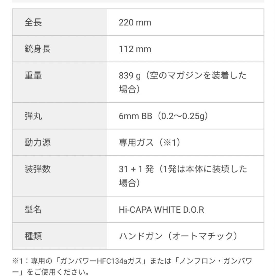 東京マルイハイキャパホワイト D.O.R 中古品