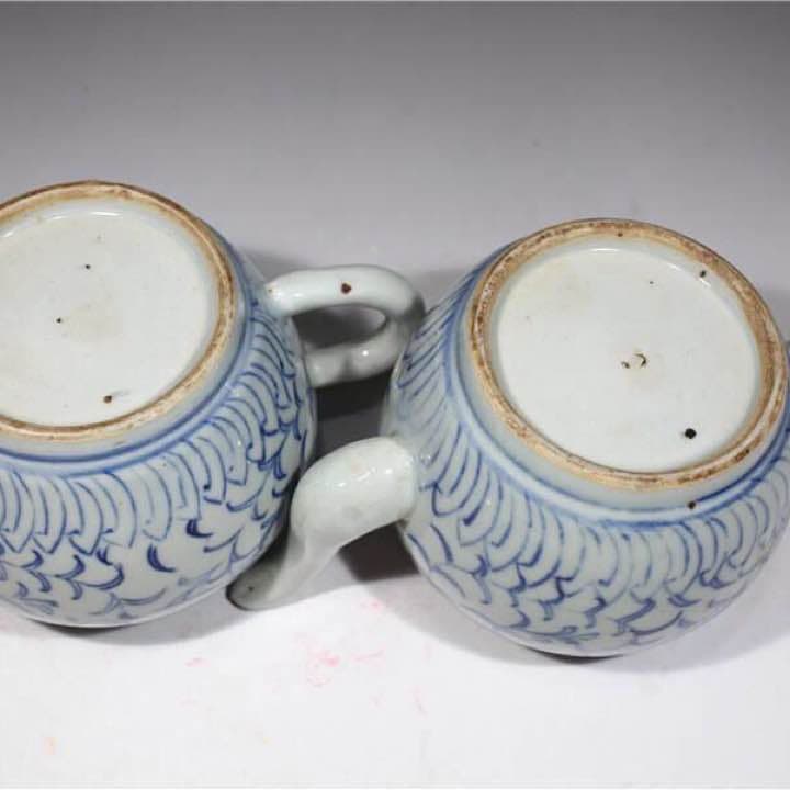 中国骨董 清時代 嘉庆年製，青花茶壷