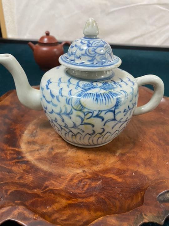 中国骨董 清時代 嘉庆年製，青花茶壷