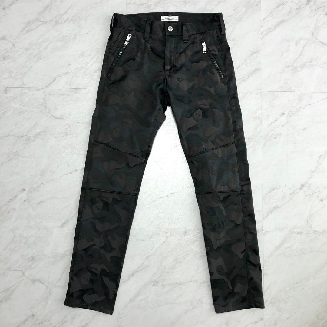 【美品】MARK&LONA パンツ カモフラ スカル ストレッチ ブラック S