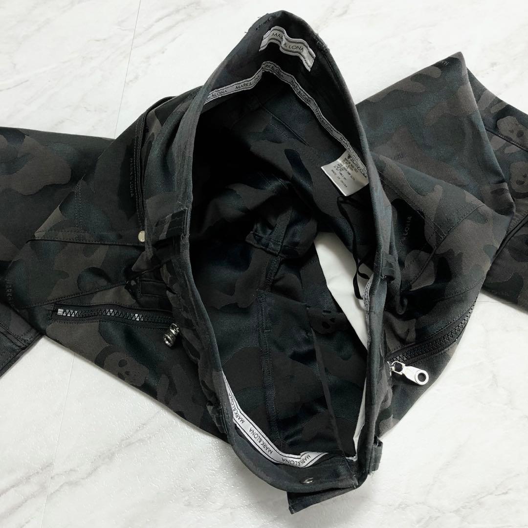 【美品】MARK&LONA パンツ カモフラ スカル ストレッチ ブラック S