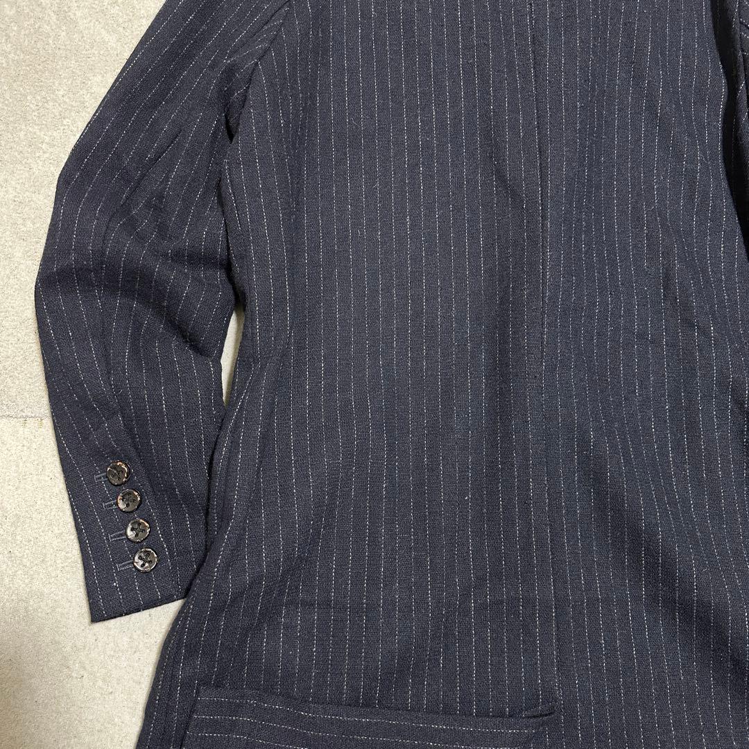 ドロヘドロ　煙　チェスターコート　メンズM ロング　ネイビー　ストライプ　グッズ