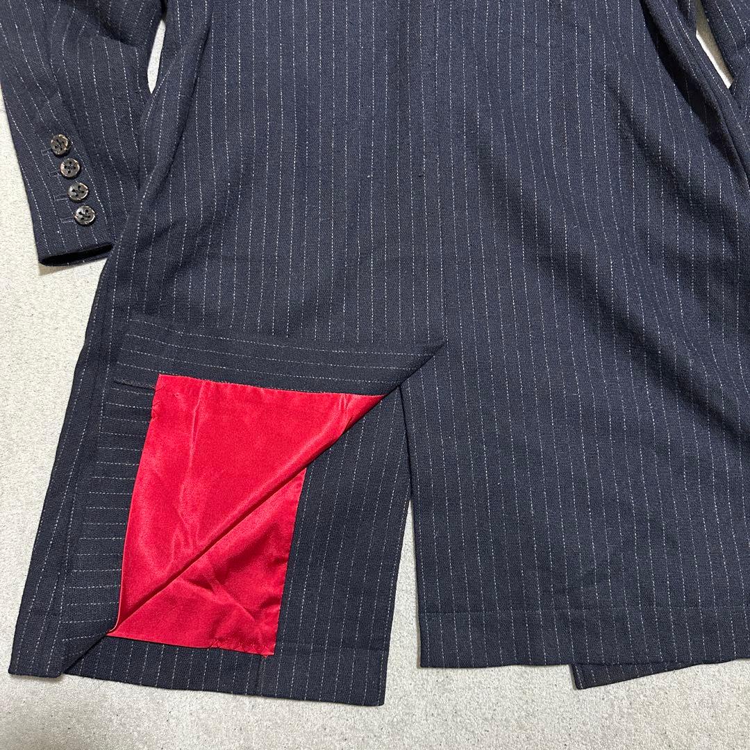 ドロヘドロ　煙　チェスターコート　メンズM ロング　ネイビー　ストライプ　グッズ