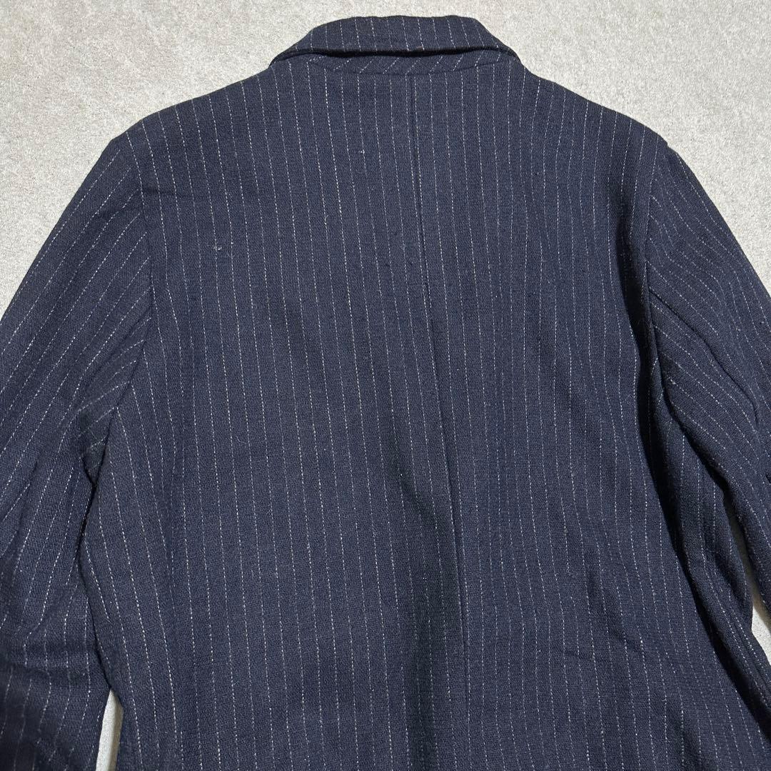 ドロヘドロ　煙　チェスターコート　メンズM ロング　ネイビー　ストライプ　グッズ