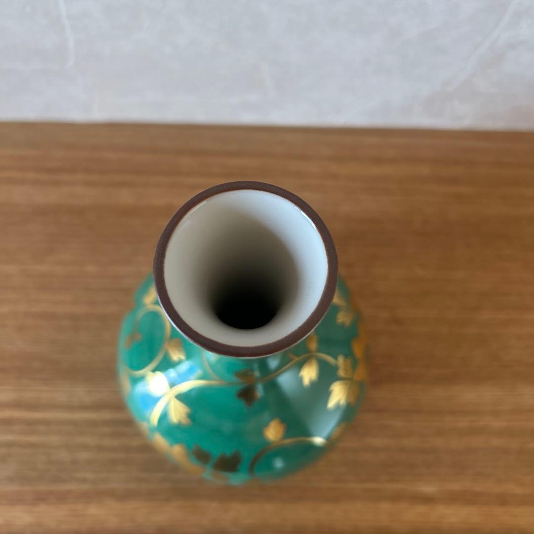 人間国宝　吉田美統　九谷焼　錦山　金襴手花唐草文　花入　花生　茶道具