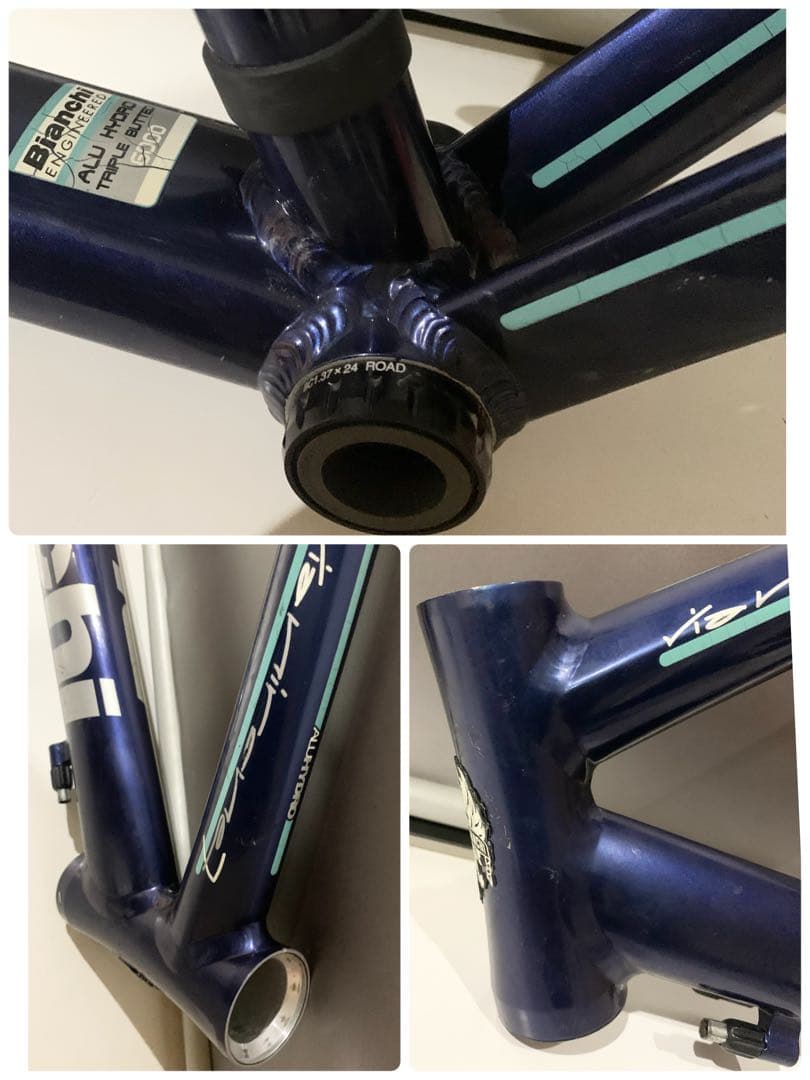 ◆ビアンキBianchi 渋い紺色×白×チェレステのアルミフレーム◆ロードバイク