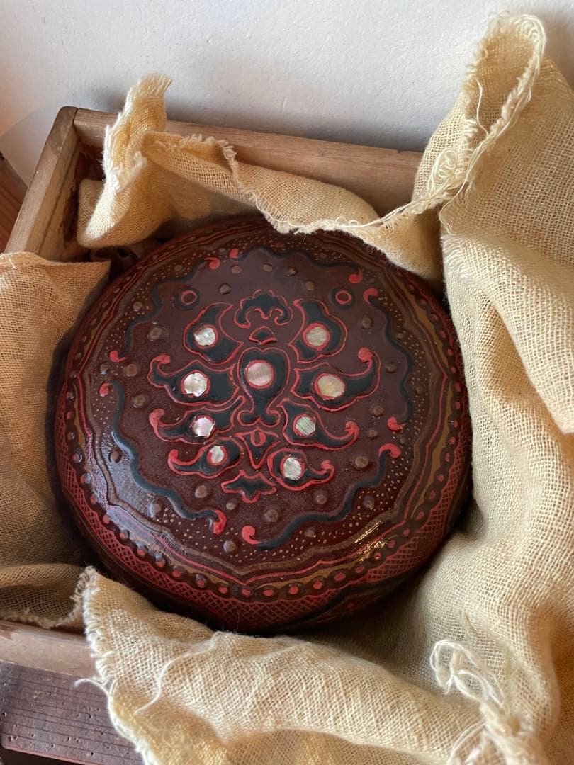 唐物　菓子器　漆器　時代物　蓋物　螺鈿