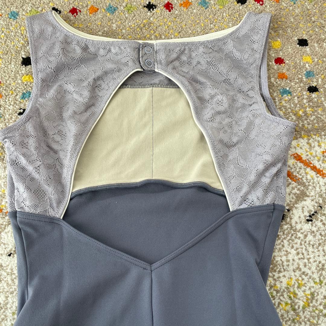 チャコット　グレー レース バレエ レオタード　Lサイズ