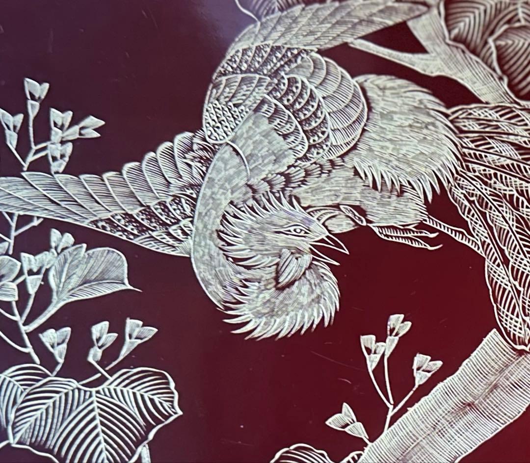 お年玉価格 ‼️JAPAN時代溜塗沈金　桐花鳳凰に松　鳳凰　五段重箱二枚蓋木箱入