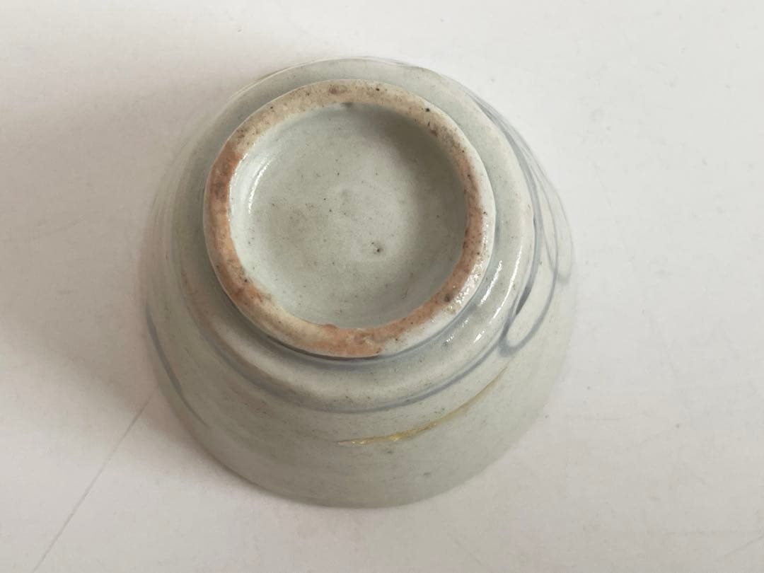 骨董　アンティーク　古伊万里　染付　草花文様　蕎麦猪口　高台付　直しあり