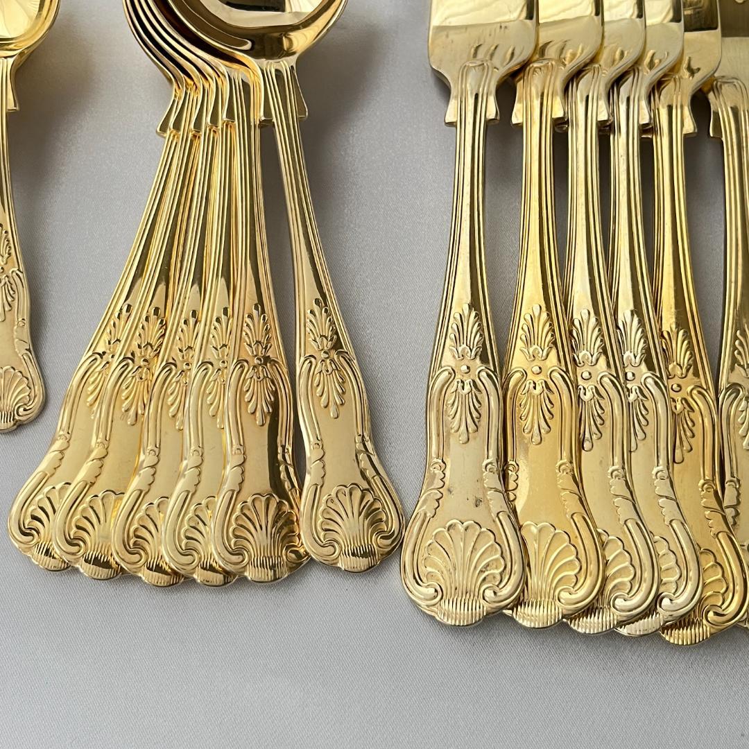 【英国】キングスパターンのディナーセット 24本組【ゴールドプレート】