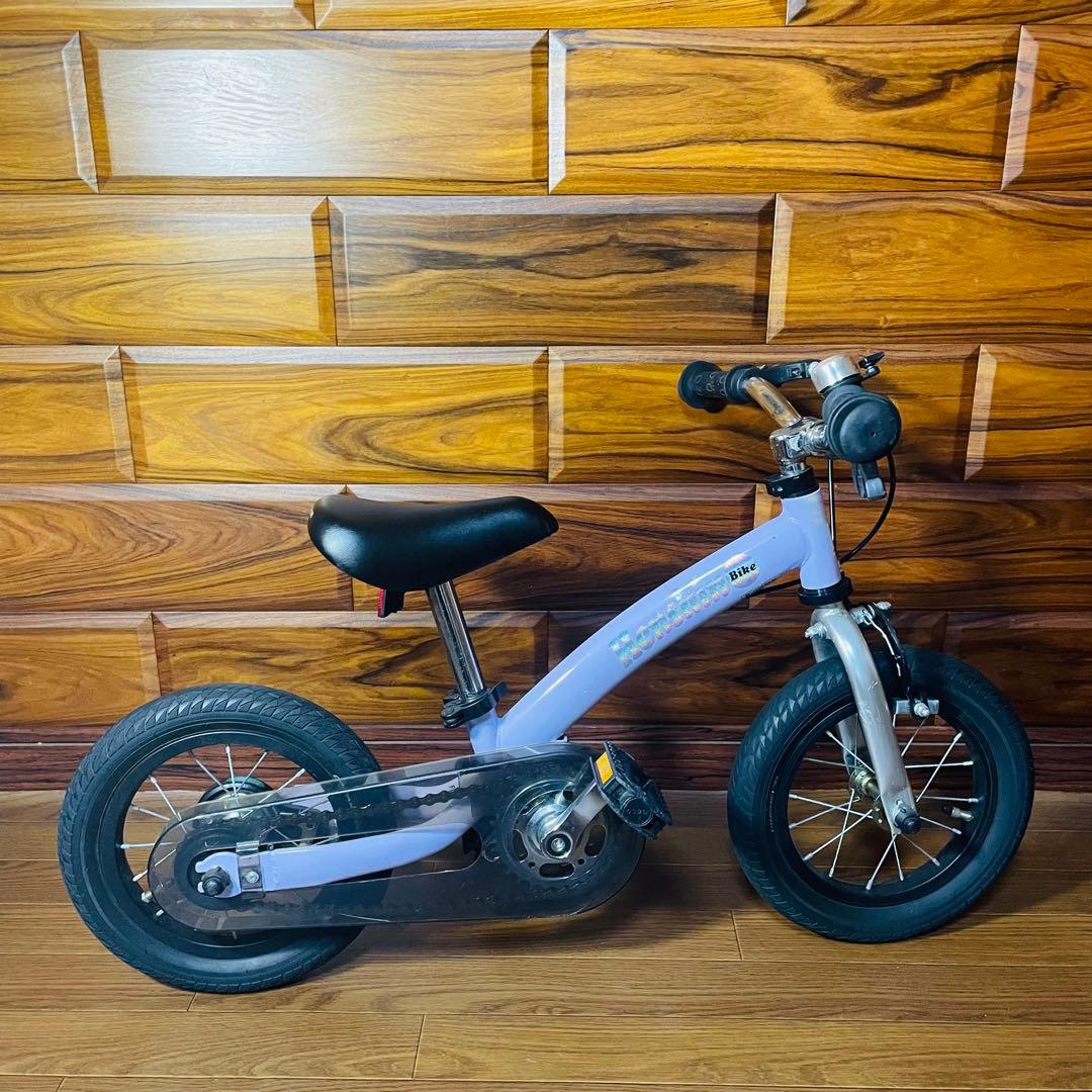 超美品 へんしんバイク2 パープル 12インチ バランスバイク 女の子 自転車
