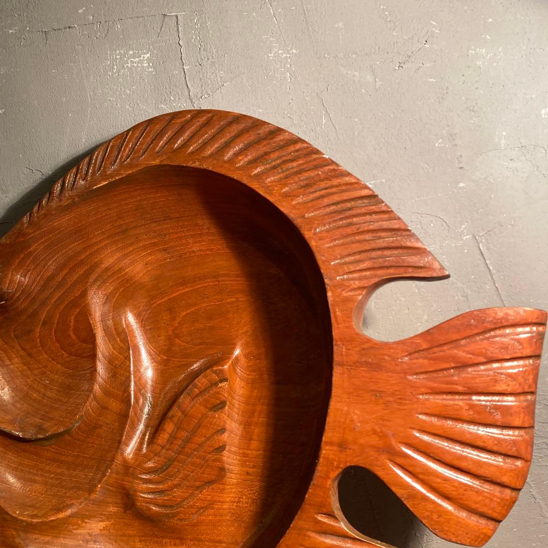 ヴィンテージ チョウチョウウオ 木彫り インテリアトレイ 壁掛け アメリカ