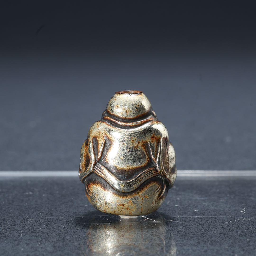 緒締め玉　布袋　提げもの　金属　銀製　R1648