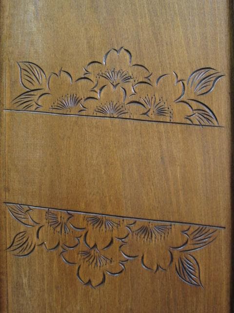 長野県 伝統工芸品 軽井沢彫り 桜 彫刻 5杯抽斗 箪笥/チェスト/整理タンス