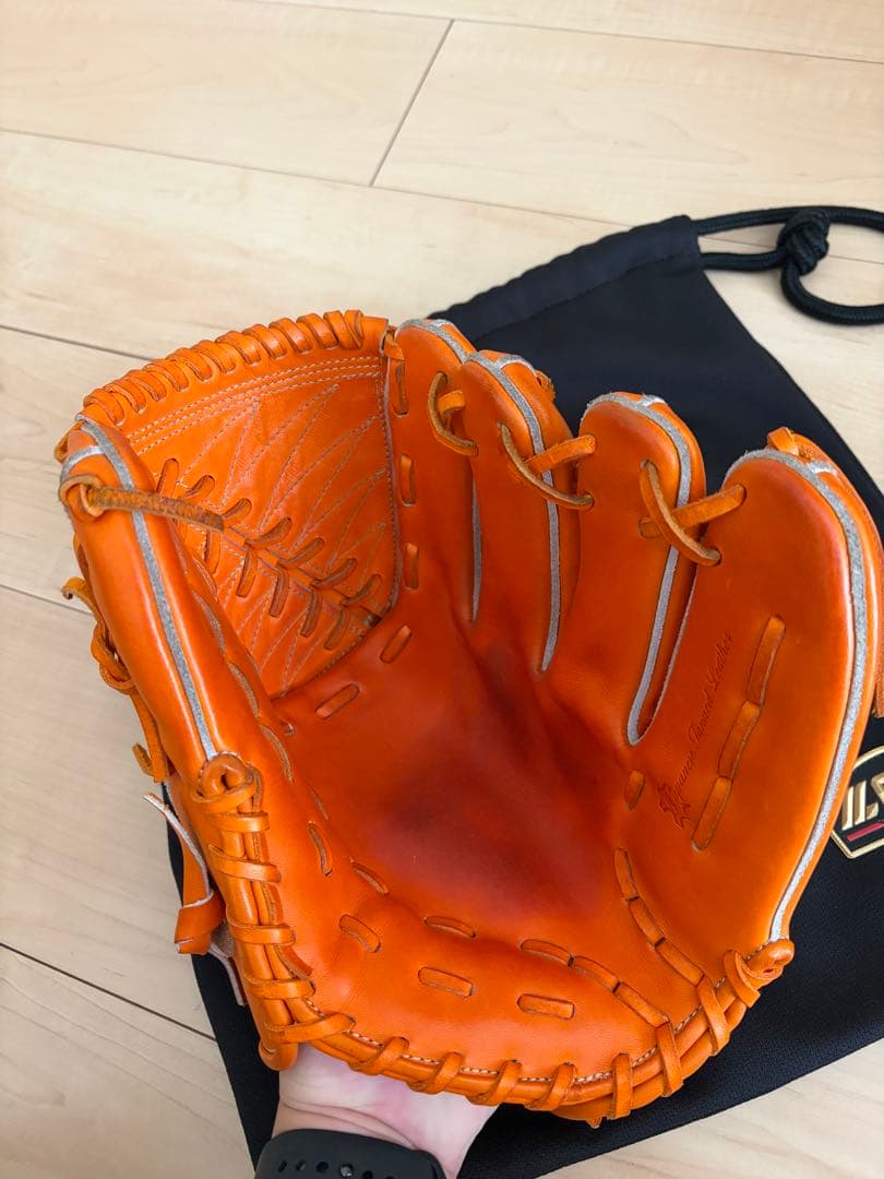 ZETT 硬式グローブ オレンジ色 収納袋付き