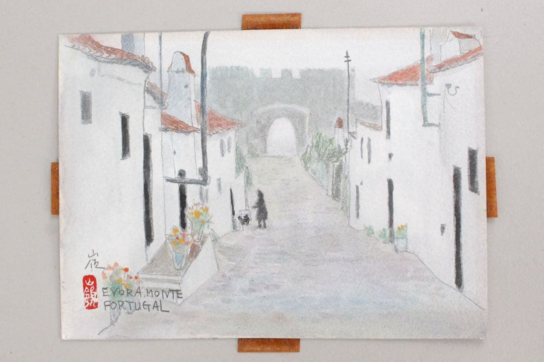 No5297額装　久保嶺爾　「朝霧」　直筆サイン　落款　共シール　風景　送料無料