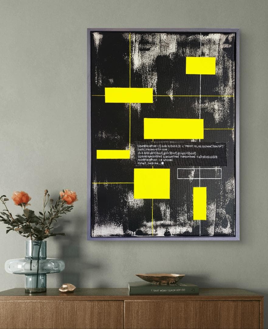 デジタル'85 / 抽象画 キャンバス 額セット 44×32㎝ 原画1点のみ