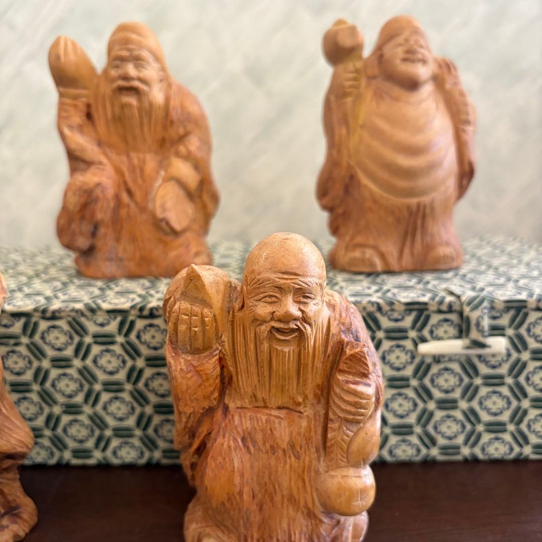 七福神 木製彫刻 7体セット ビンテージ　骨董品