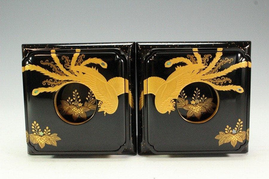 極上 桐鳳蒔絵 碗台 盃台 一対 旧家蔵出