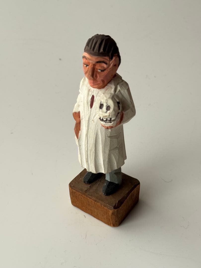 ヴィンテージ 木彫りウッドカービング マドロス人形 アメリカ 医者 頭蓋骨付き
