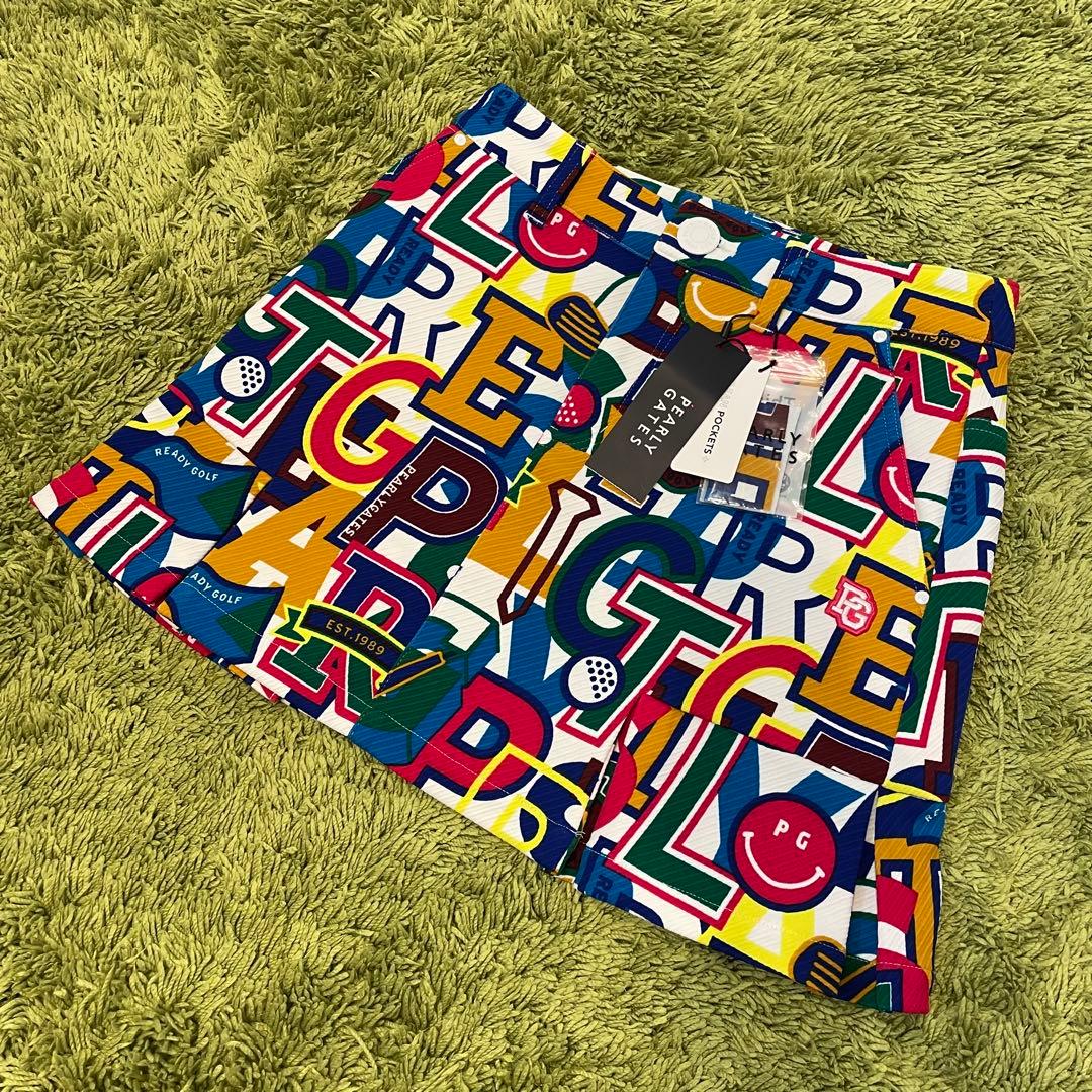 パーリーゲイツ カルゼジャガード裏起毛 スカート ＜カレッジロゴ＞ 総柄 0