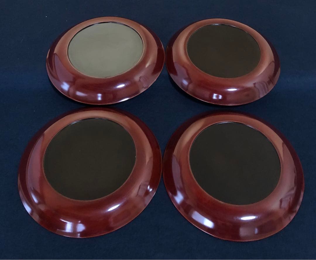 《レ》蒔絵 丸盆 菓子盆4客 木製漆器 木箱　260128く2