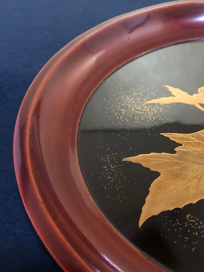 《レ》蒔絵 丸盆 菓子盆4客 木製漆器 木箱　260128く2