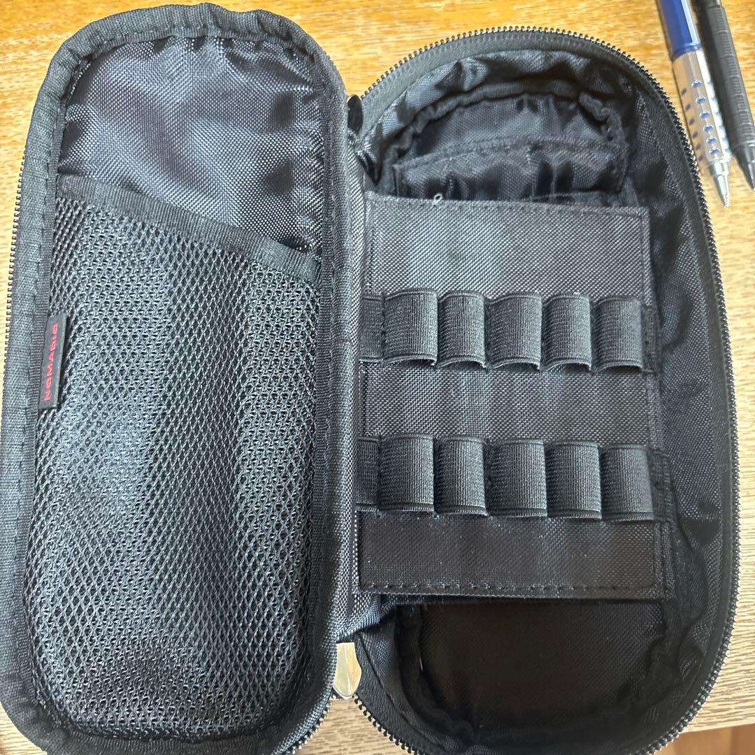 ネイビー ナイロン 筆箱 メッシュポケット付き