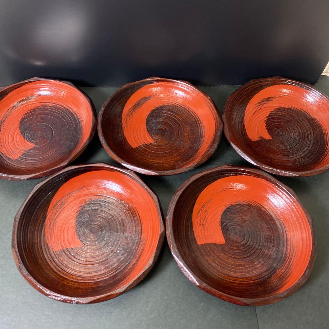 美品✨茶托 村瀬治兵衛 茶道具 本漆皿沢栗 スジ挽 ５客 箱付