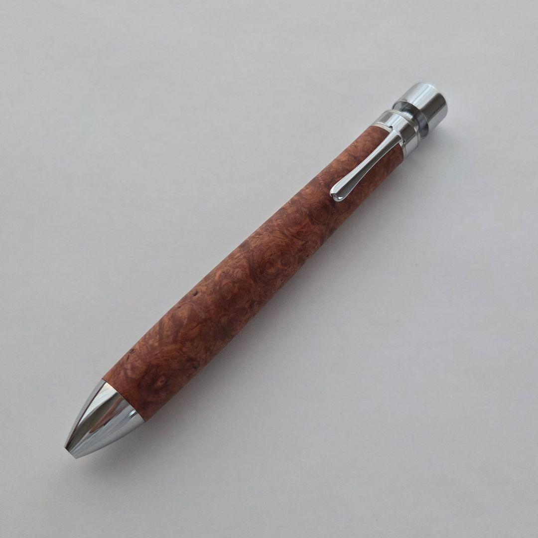 【新品未使用品】工房楔 グラッソ 花梨瘤杢 縮み杢 マルチペン 木軸ペン