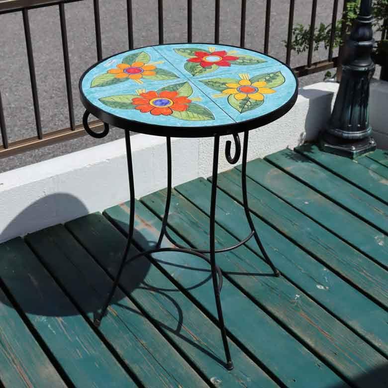 イタリア テーブルセット 花柄 ガーデン 4点セット 53cm ニーノ パルッカ