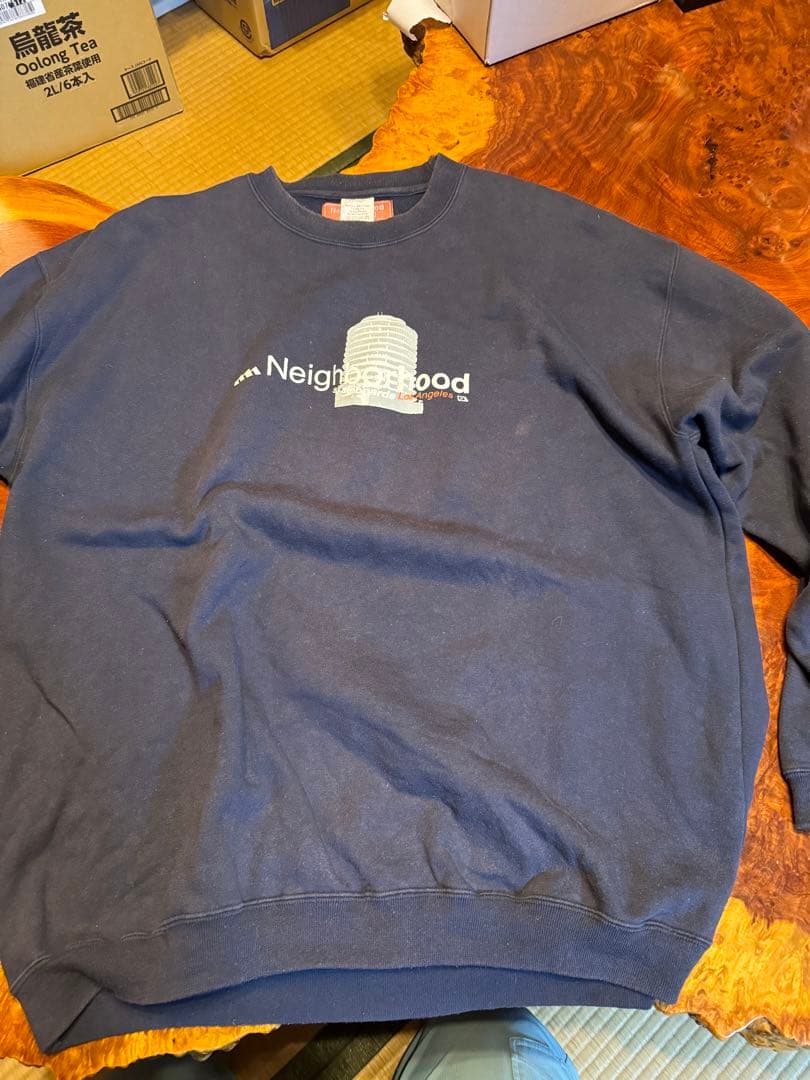 USA neighborhood skateナス紺フェードスエットサイズ表記XL