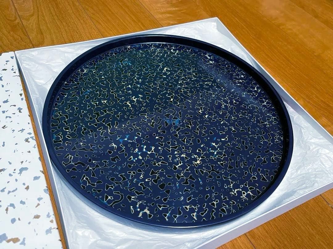 【新品・希少品】津軽塗 丸盆 ロイヤルブルー【弘前津軽塗商工業共同組合承認 】