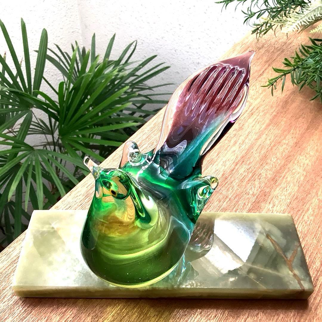 Malti Glass 【Love Birds/ラヴ　バード】台座付　ガラス工芸