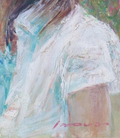 井上 司「緑陰」油彩画 F6