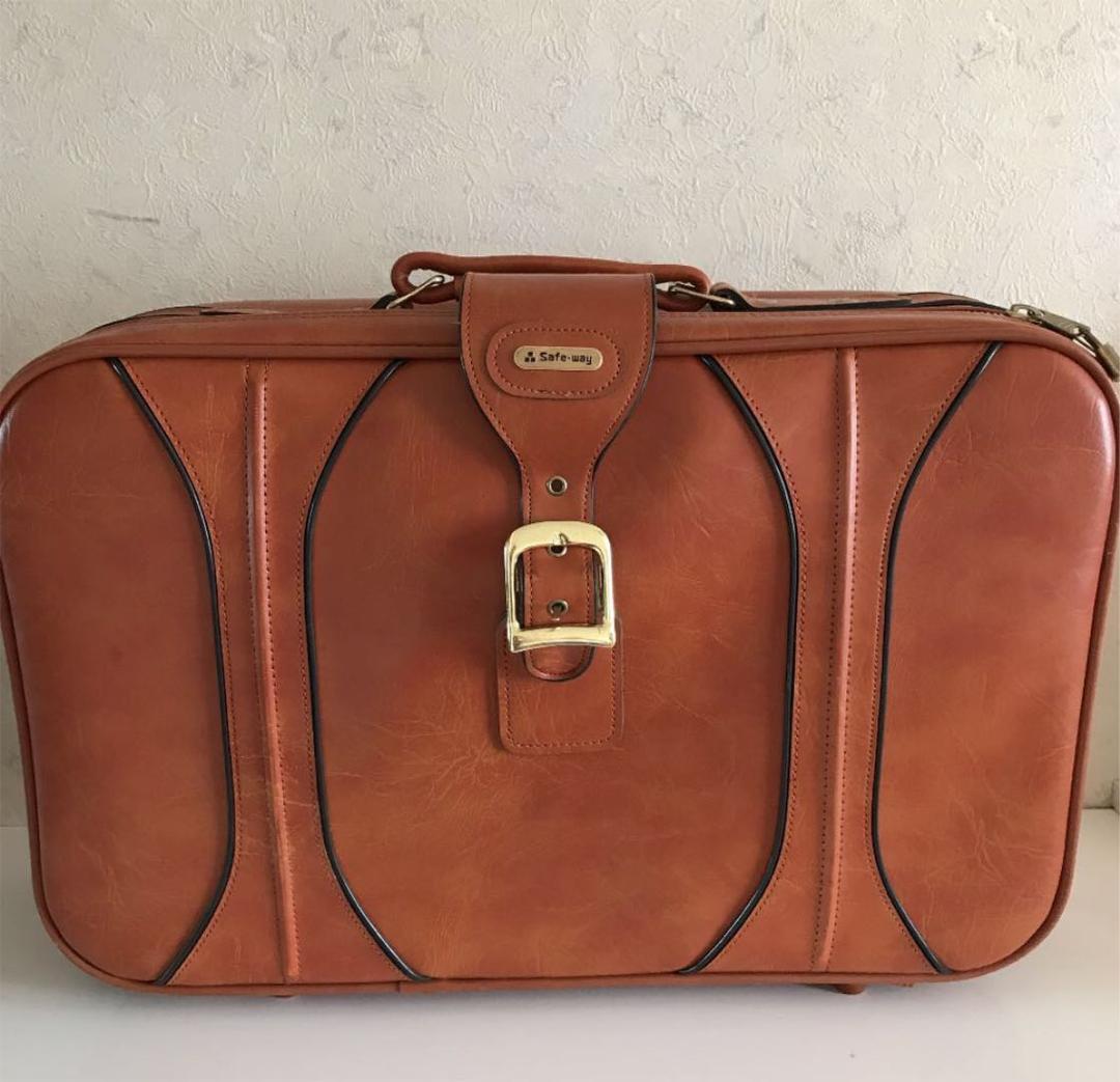 アンティーク、レトロ、旅行鞄、キャメル　中型　トランク