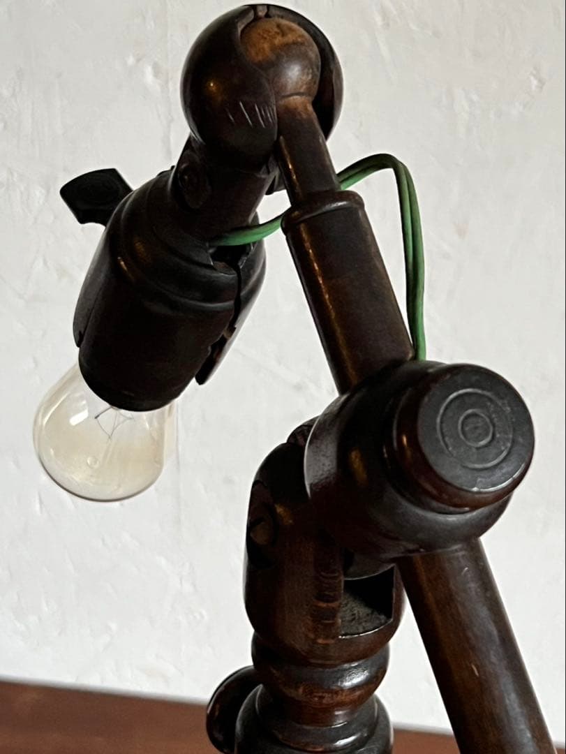 貴重！アンティークアーム木製のスタンドランプ　戦前スタンドライト　卓上ライト