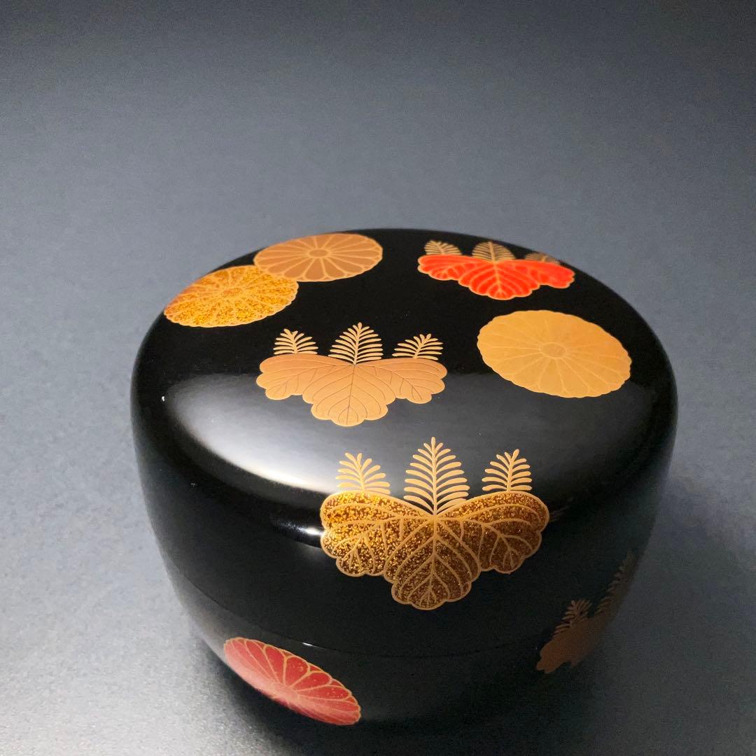 【茶道具】平棗　高台寺蒔絵　菊桐　加賀蒔絵　共箱　R1276ダN3