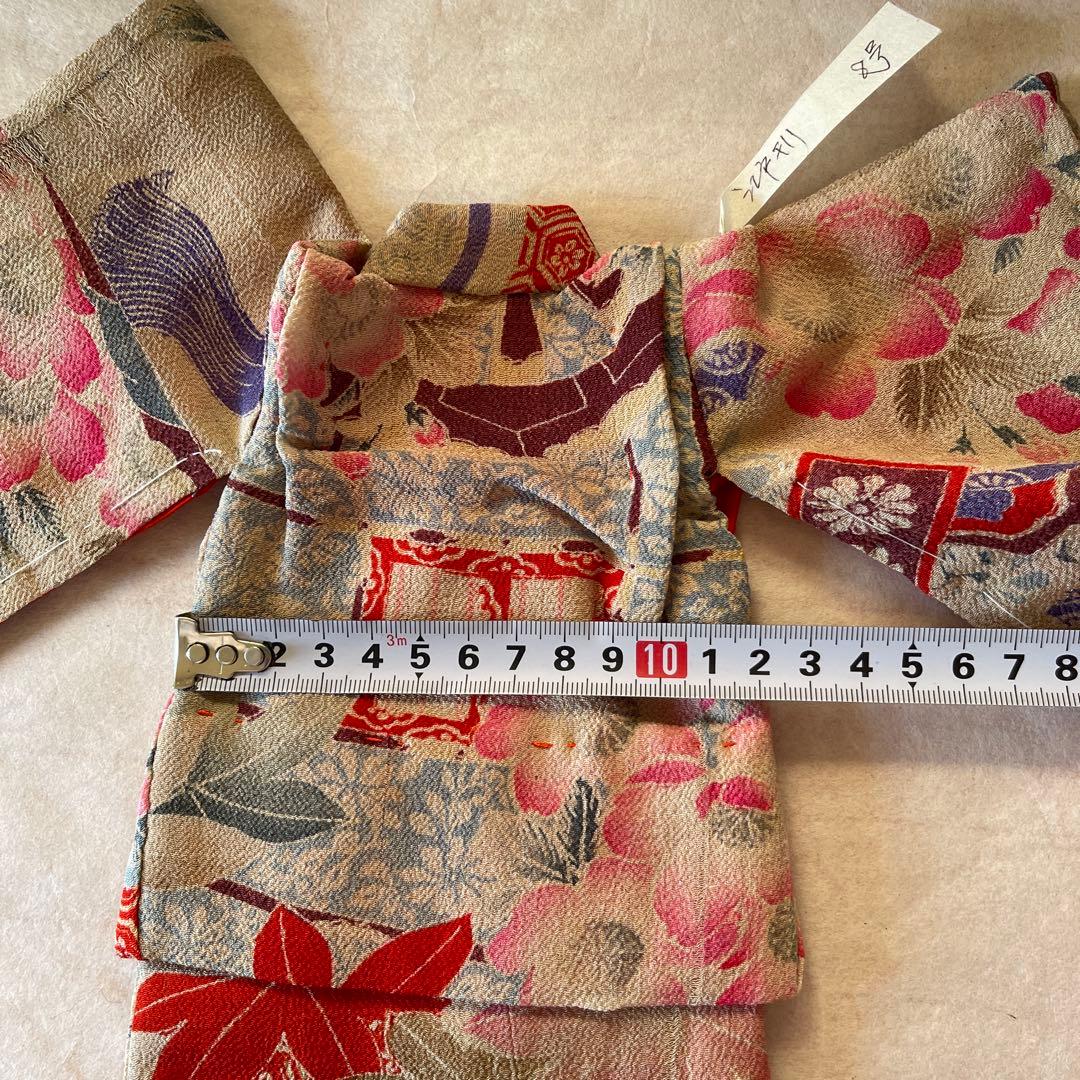 古布　江戸縮緬　桜　お月様　人形の着物　8号　121210