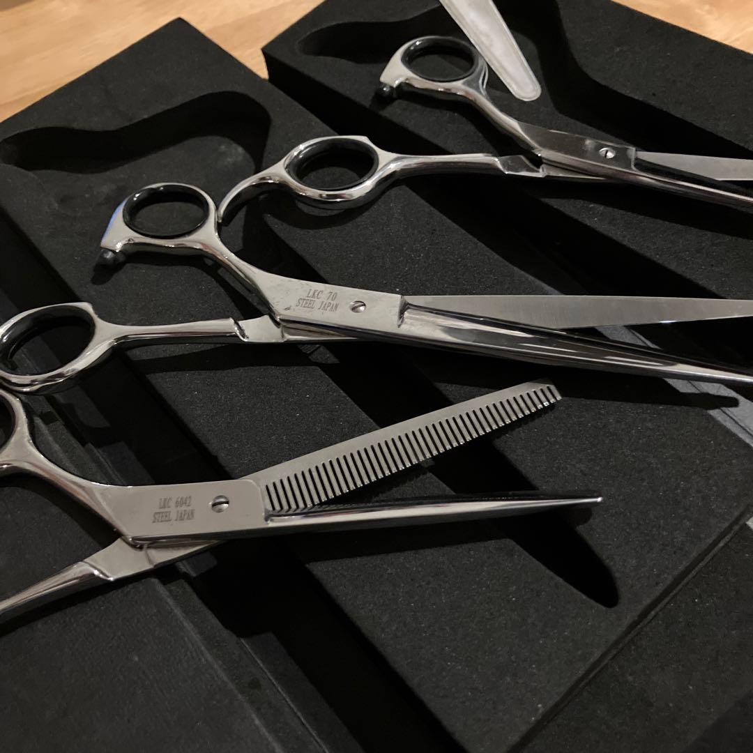 左利き　Bee トリミングハサミ 3本セット