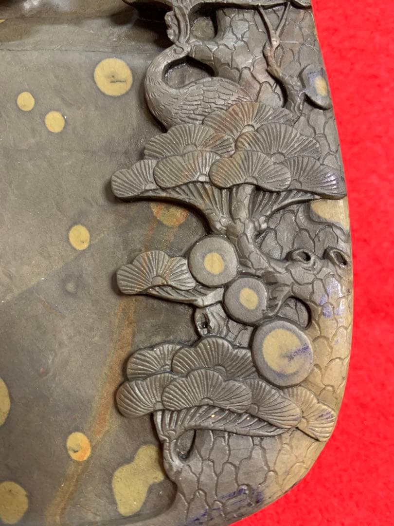 端渓名硯　中国硯　木箱入り　石目高級硯石　石筋模様　石眼多数　超希少品　蛍石