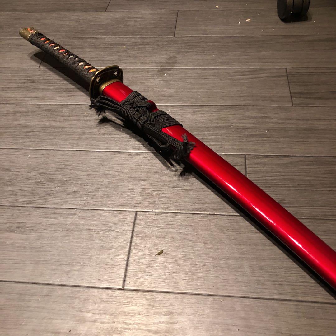 高級模造刀　居合刀　樋入刀身　合金刀身　朱拵え