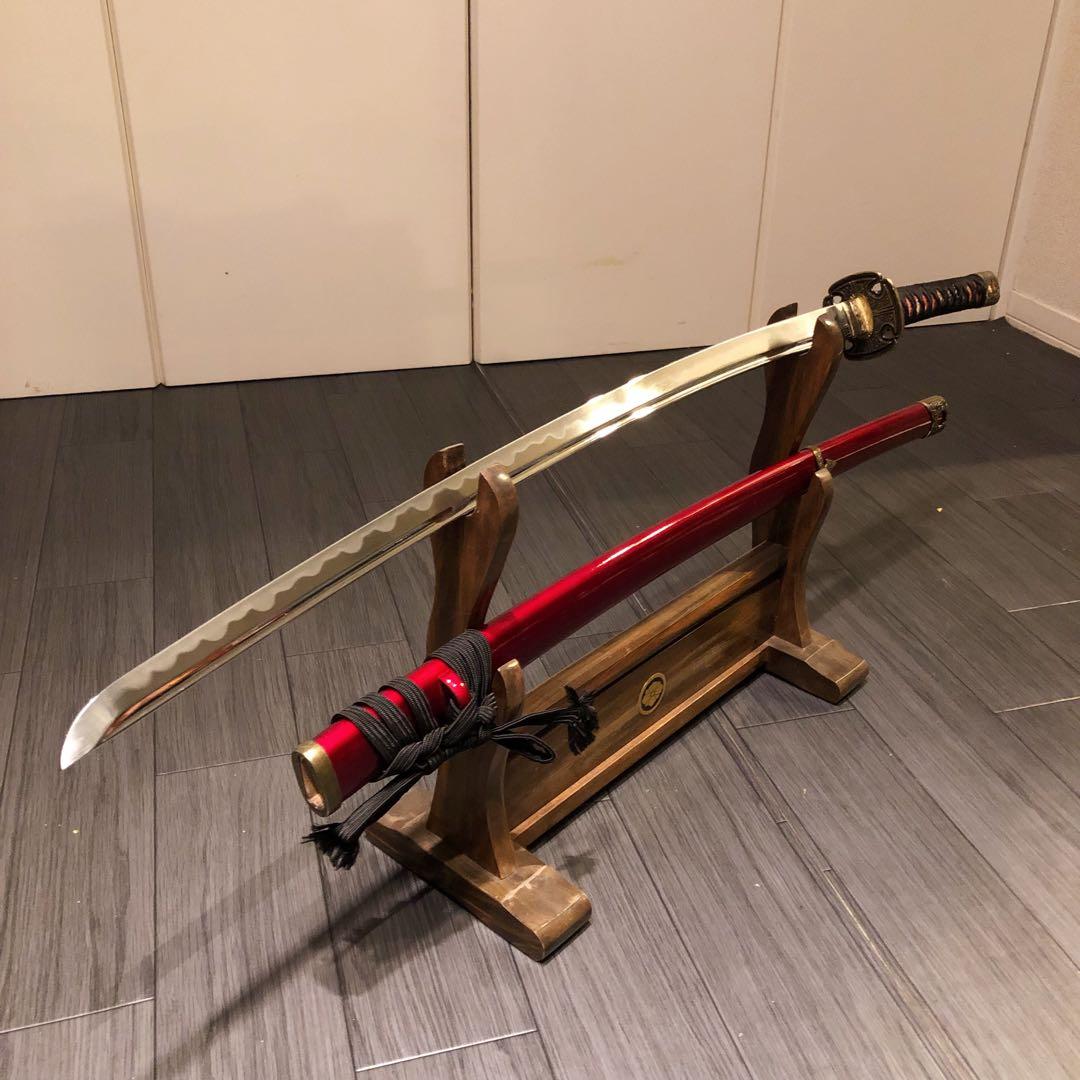 高級模造刀　居合刀　樋入刀身　合金刀身　朱拵え