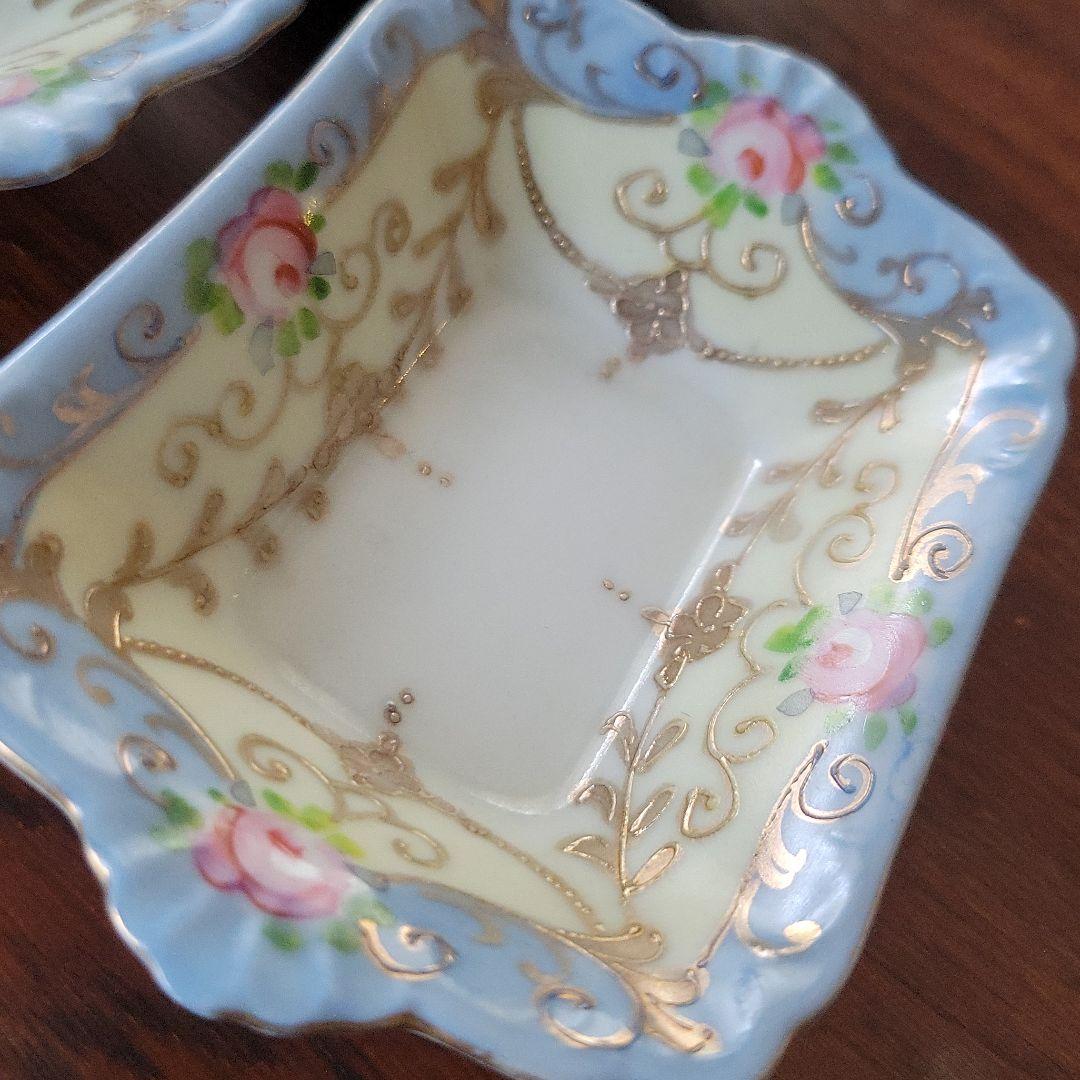 ハンドペイント 輸出用 アンティーク 豆皿 金モール オールドノリタケ風