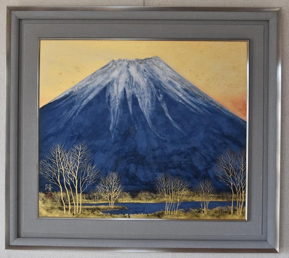 新春・初蔵出しセール・日本画　桝田　隆一画伯　群青富士10号　原画　真作保証