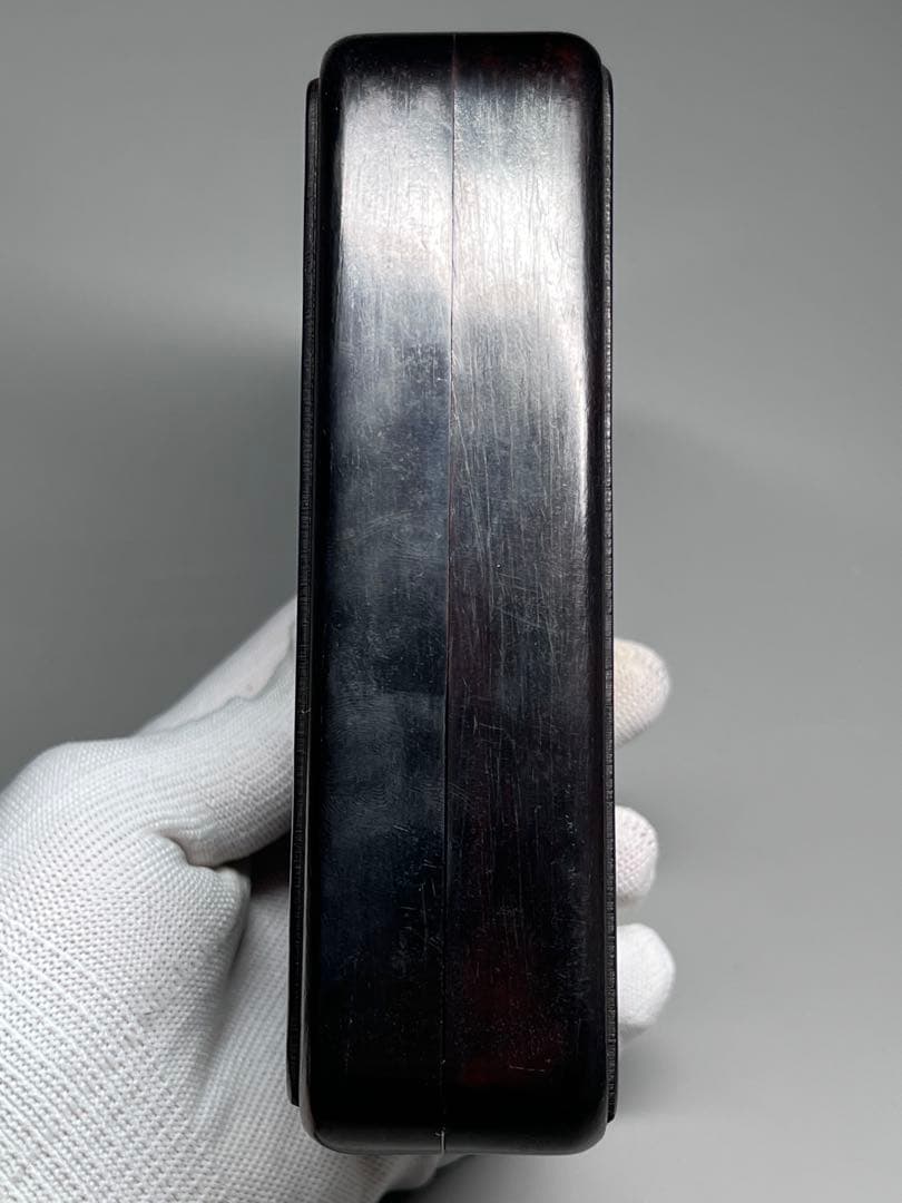 木製　小物入れ　香炉？　硯箱　龍紋　透彫　極細工　文房具　中国美術　唐木　黑檀