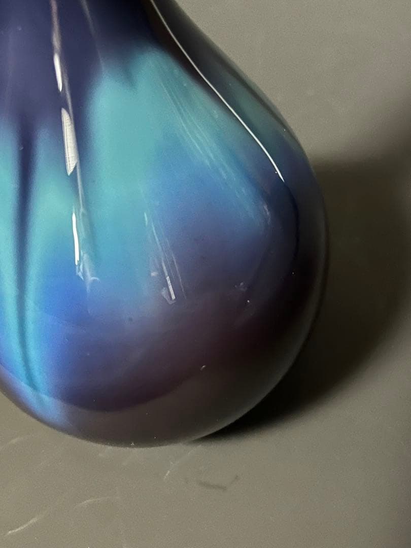 【徳上品】人間国宝三代徳田八十吉　未使用花生　美しく溶け合う青の芸術品