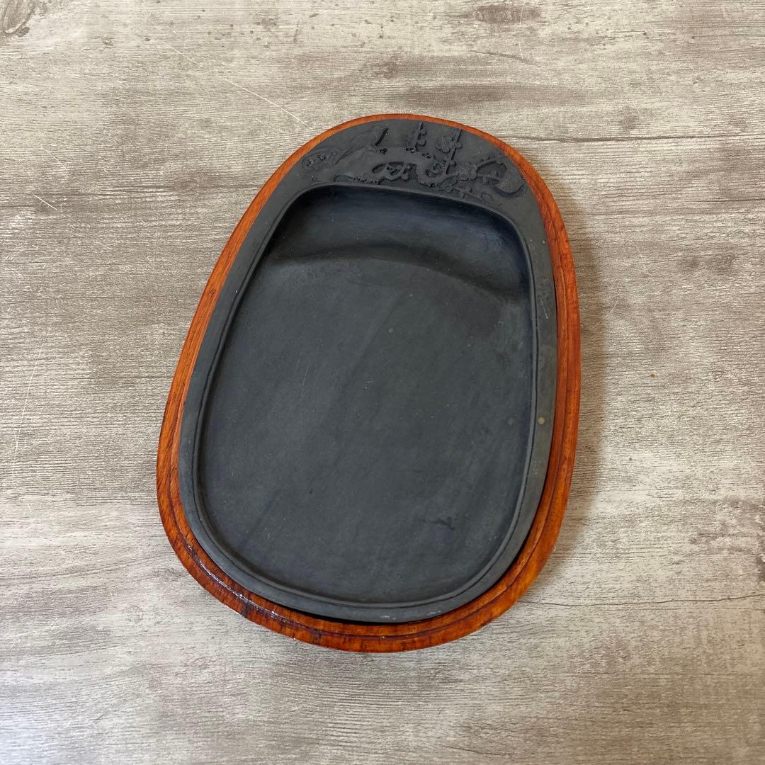 梅花坑　端渓硯　書道具　旧坑　鶯　梅