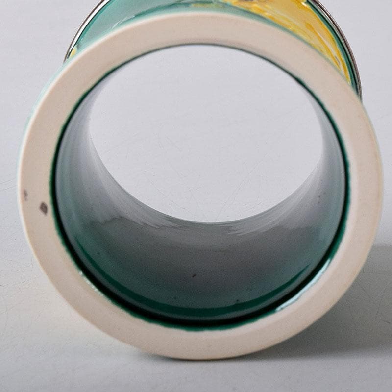 茶道具　谷口登志雄　菁嵐作　青交趾　鶴亀　蓋置　共布共箱　V　7866